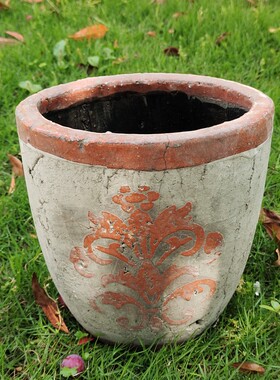 粗陶复古做旧田园乡村透水透气无釉花盆