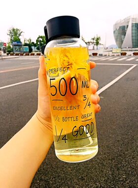 韩国卡通玻璃便携个性随手水瓶