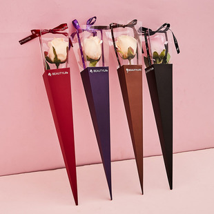 情人节单支花束包装盒子单枝玫瑰鲜花插花袋盒diy手工花艺材料