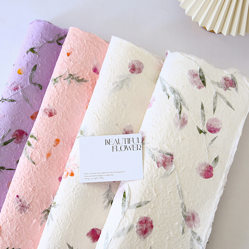 手撕东巴纸花束包装纸植物花草纸高端加厚鲜花包花纸花艺花店材料