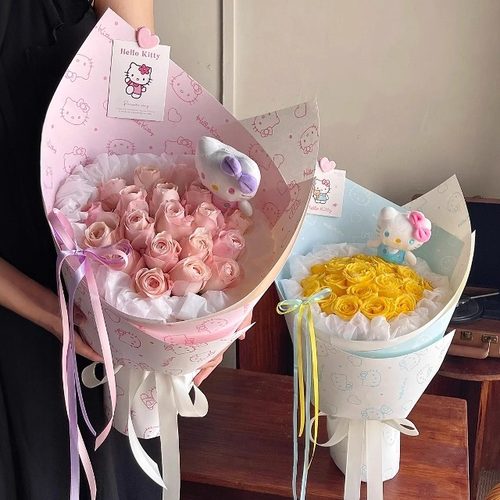 加厚KT猫系列包装纸鲜花花束包花纸可爱造型纸手工牛皮纸包装材料