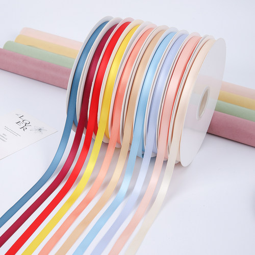 1cm马卡龙纯色丝带蝴蝶结细绑带鲜花束蛋糕diy包装绸缎带花艺装饰