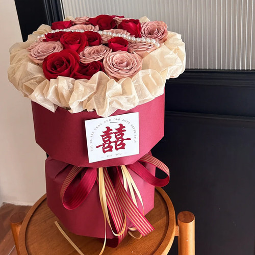 结婚花束包装纸红色喜庆系列礼品礼物婚礼鲜花包花纸手工diy花艺