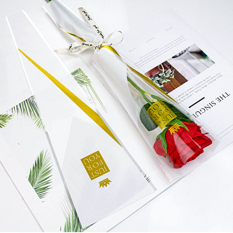 新款单支花束包装纸单只玫瑰花包花袋防水单枝摆摊花艺资材花店