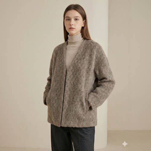 温柔自知 25FW 阿尔巴卡 茧型 简约大衣 25FW1202