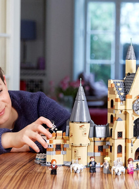 哈利波特灯光版霍格沃茨钟楼城堡75948儿童拼装中国积木玩具80025