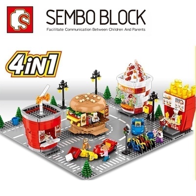 街景薯条汉堡儿童益智拼装积木