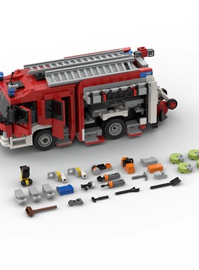中国积木MOC-137461梅赛德斯阿泰戈慕尼黑消防车男孩拼装儿童玩具