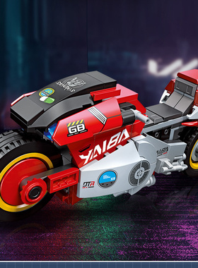 中国积木杰星赛博朋克2077草薙刃CT-3X摩托车男孩子拼装玩具58050