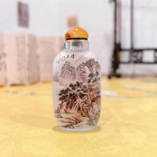 匠心独韵内画鼻烟壶手工绘画收藏新年送礼高档礼品摆件山水云瀑图