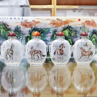 匠心独韵衡水内画鼻烟壶套装瓶内画壶内画骏马图如意图