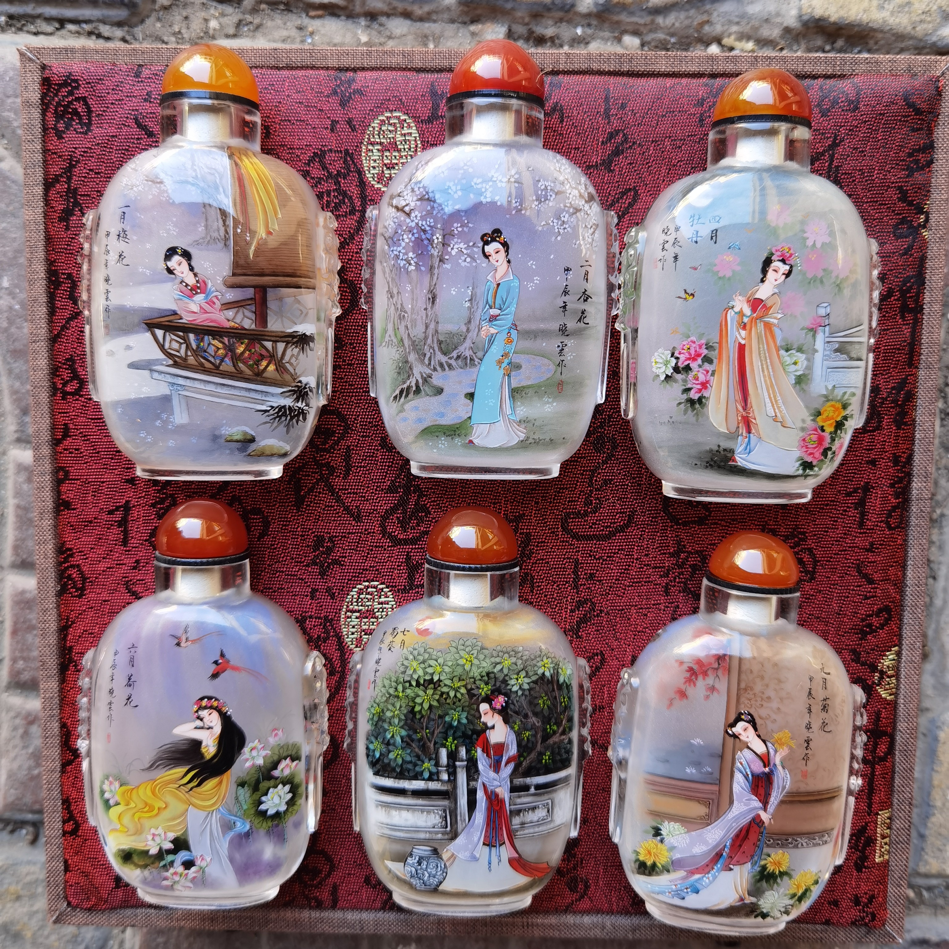 内画手绘鼻烟壶非遗内画瓶中秋过节高档套装礼品十二月花神美女,特色手工艺,内画鼻烟壶,淘宝优惠券,粉丝福利购,淘宝优惠卷