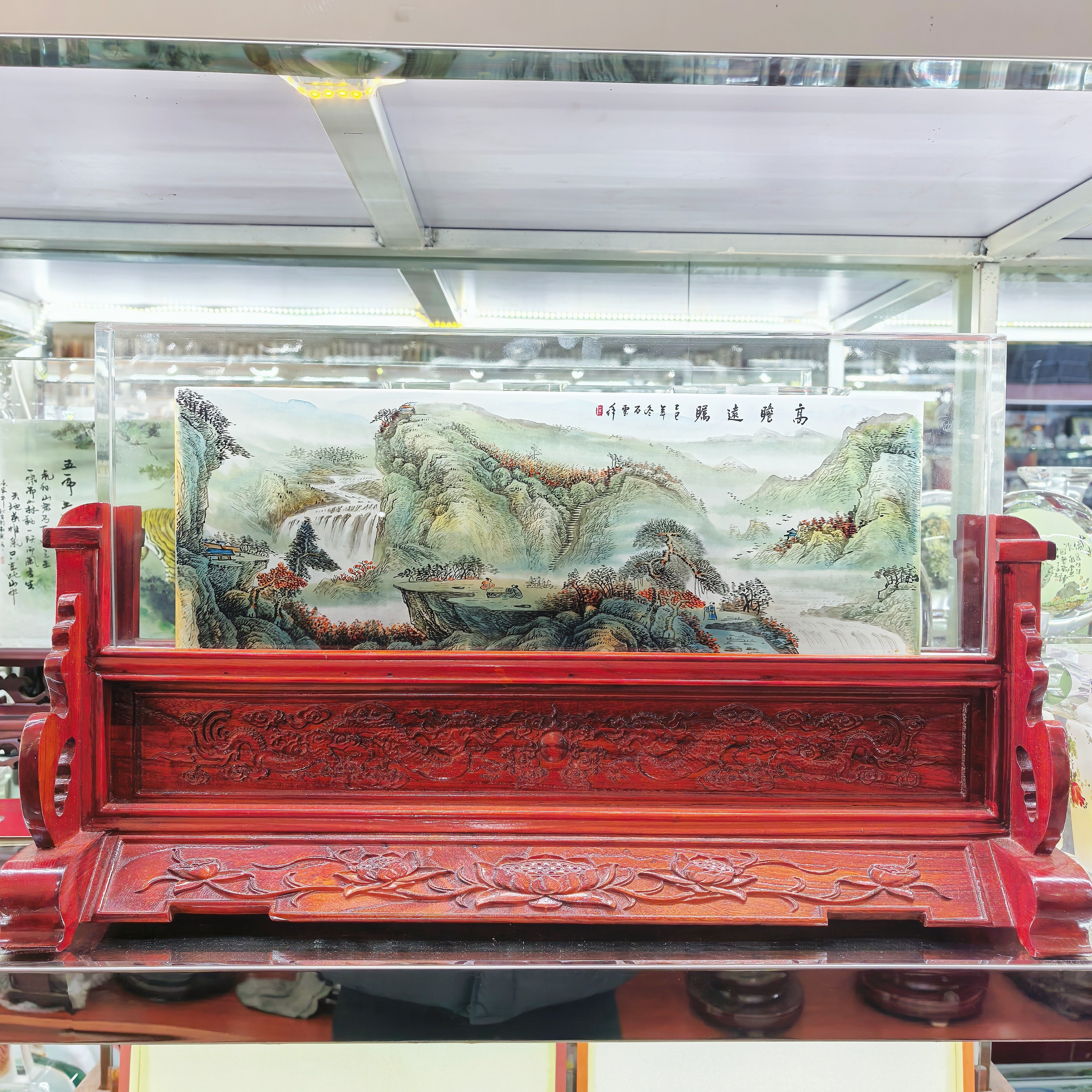 匠心独韵内画屏风长度约60厘米山水厚德载物桌面摆件新年大气礼品