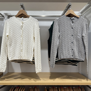 通勤秋冬新款 毛衣外套空调衫 481477 纽花圆领针织开衫 女装