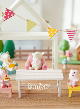 日本原装正版maruwa娃用木质靠背椅长桌装饰摆件氛围微缩景观