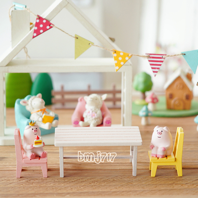 日本原装正版maruwa娃用木质靠背椅长桌装饰摆件花园杂货微缩景观