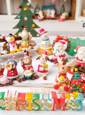 日本原装正版maruwa木刻风装饰圣诞老人麋鹿北极熊雪人雪橇小摆件