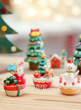 日本原装正版maruwa草莓蛋糕雪人麋鹿圣诞树圣诞老人树脂桌面摆件