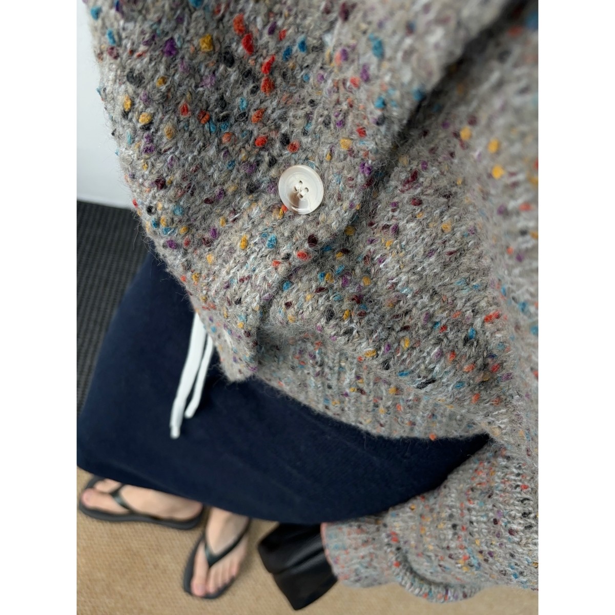 韩系粗针圆领毛衣彩点花纱开衫女宽松短款百搭针织外套氛围感外套,女装/女士精品,毛针织衫,淘宝优惠券,粉丝福利购,淘宝优惠卷