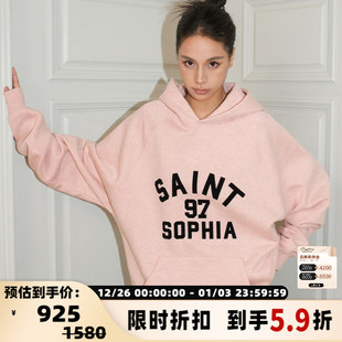 粉色字母连帽薄绒卫衣银泰 concise 女士新款 简白 301257 white