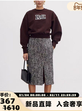 RECTO 秋冬新款女士RC刺绣经典圆领长袖套头卫衣银泰百货