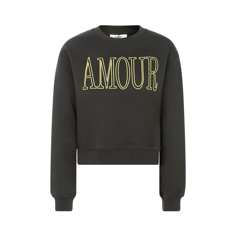 SUNCOO纯色休闲套头圆领卫衣