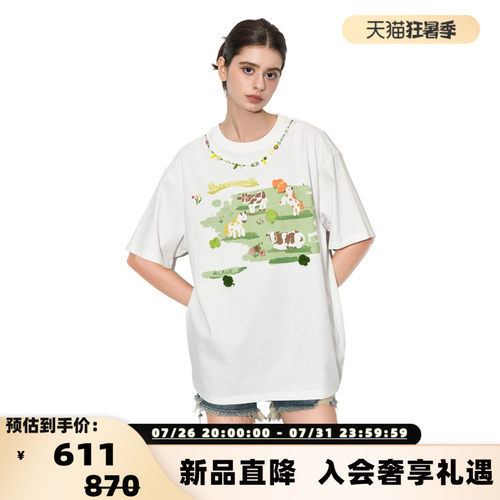 Valeria Obbaco 26春夏新款女士牧场涂鸦宽松短袖T恤银泰 301582