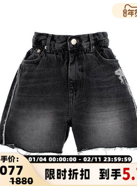 YCH秋冬女士花苞Y腰水洗牛仔短裤银泰百货精品 301574