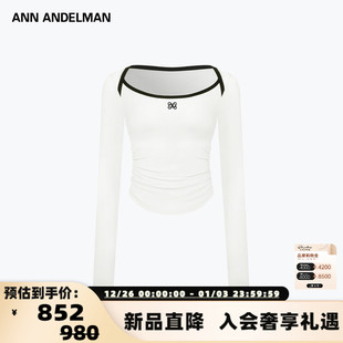 T恤银泰百货 ANN 女士信封领撞色长袖 25新款 301286 ANDELMAN
