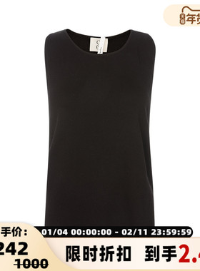 Ninety Percent 春季黑色极简风圆领无袖上衣背心银泰百货