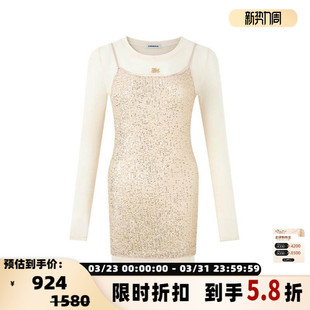 301489 亮片真两件连衣裙银泰百货精品 EIMISMOSOL 秋冬女士新款