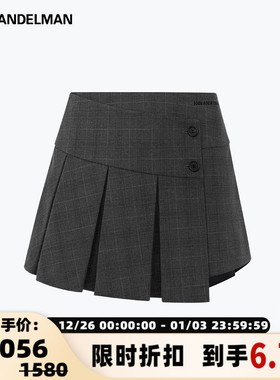 ANN ANDELMAN  25春夏女士高腰a字复古百褶短裙银泰百货301286