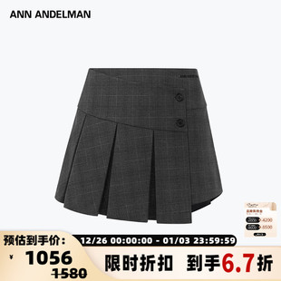 ANN 25春夏女士高腰a字复古百褶短裙银泰百货301286 ANDELMAN