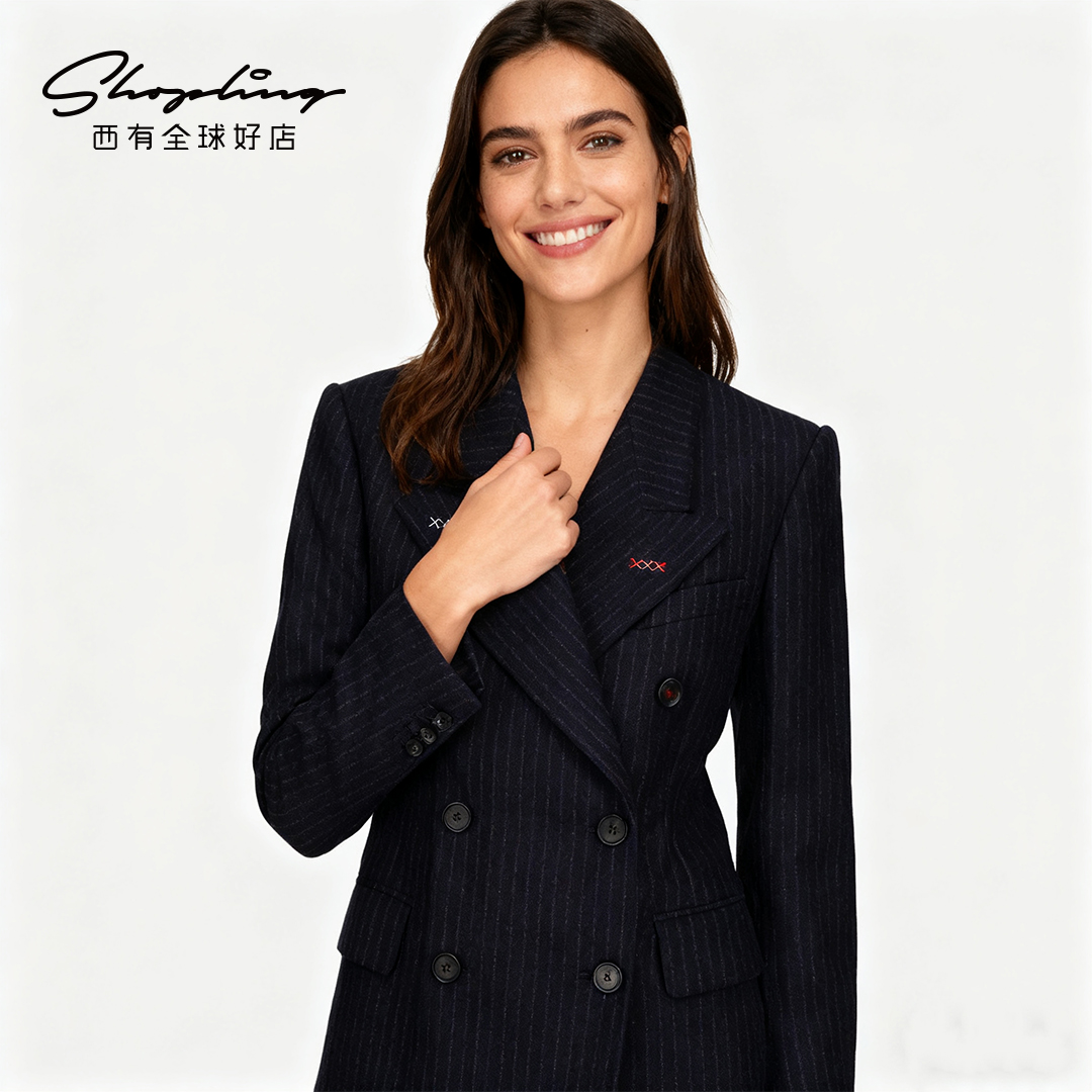 MAISON MARGIELA 潮流都市女士条纹毛呢西服外套银泰百货 301596