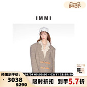 IMMI秋冬新款 女麻感粗花呢皮袢宽松西装 300124