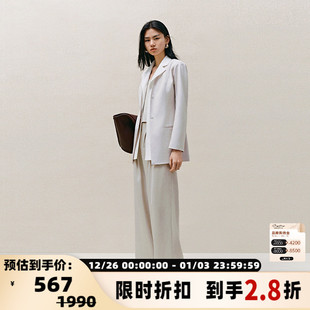 外套女士浅灰色通勤OL假领麻感西装 春季 银泰 STORIES INSPIRE