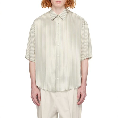 Ami Paris 春夏款男士条纹翻领单排扣衬衫银泰百货精品 301596