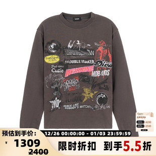 圆领创意印花纯棉T恤银泰百货精品 长袖 301574 男女同款 WE11DONE