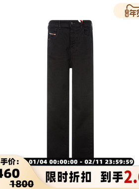 DIESEL 春季新款黑色简约休闲基础款女士直筒牛仔裤 银泰百货