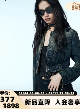 UHOT 25秋冬新款女士闺蜜聚会穿搭水洗牛仔短外套银泰百货 301590