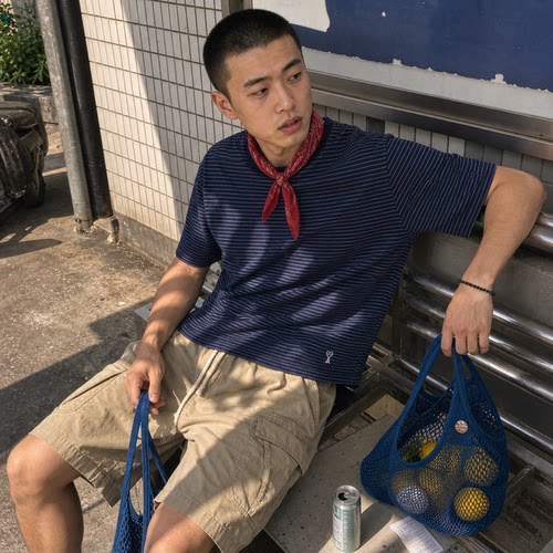 AMIPARIS男士纯棉条纹短袖T恤