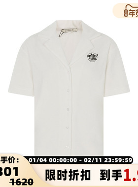 【折扣】ETRE  CECILE 象牙白字母单排扣女士休闲短袖衬衫