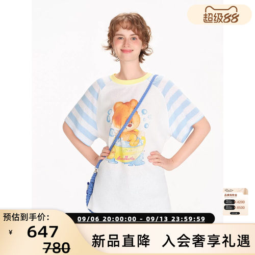 ANDREA MARTIN 26春夏新款女士童趣卡通款宽松休闲T恤银泰 301489