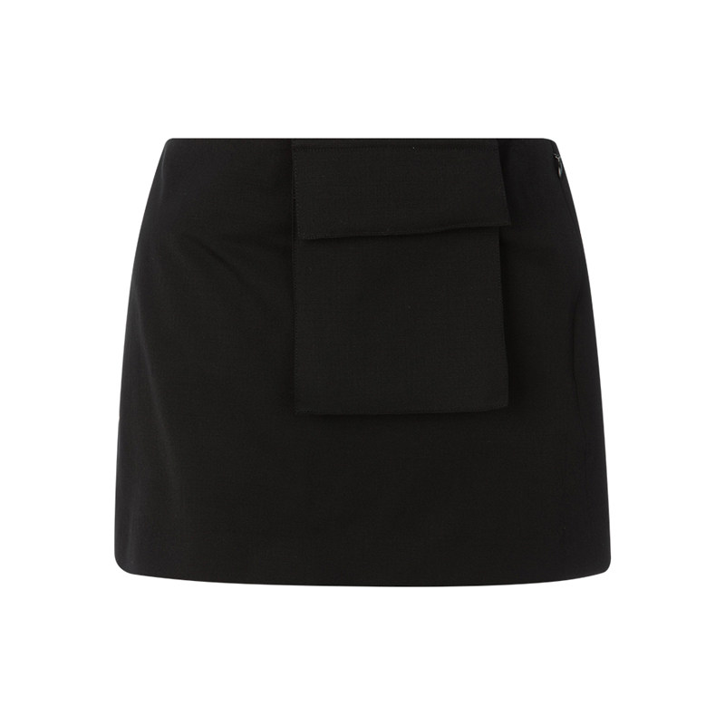 【折扣】ST.AGNI 春季女士纯色羊毛混纺休闲口袋短款半身裙短裙