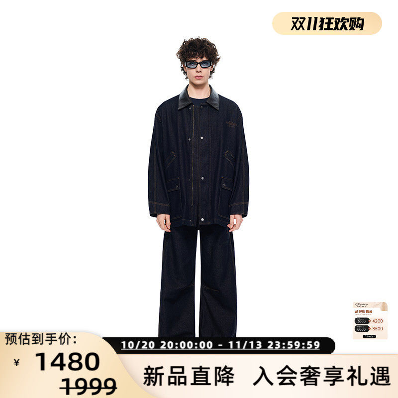 VETEMENTS26秋冬新款多口袋工装解构做旧水洗牛仔夹克外套 301446