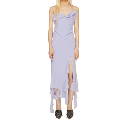 ACNE STUDIOS 女士时尚荷叶边设计长款无袖吊带连衣裙银泰 301604
