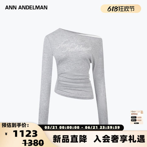 ANN ANDELMAN  新款女士时尚烫钻修身露肩T恤上衣银泰百货 301286