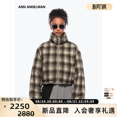 ANN ANDELMAN新款女士仿羊羔绒双面穿格子外套银泰百货 301286