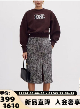 RECTO 秋冬新款女士RC刺绣经典圆领长袖套头卫衣银泰百货