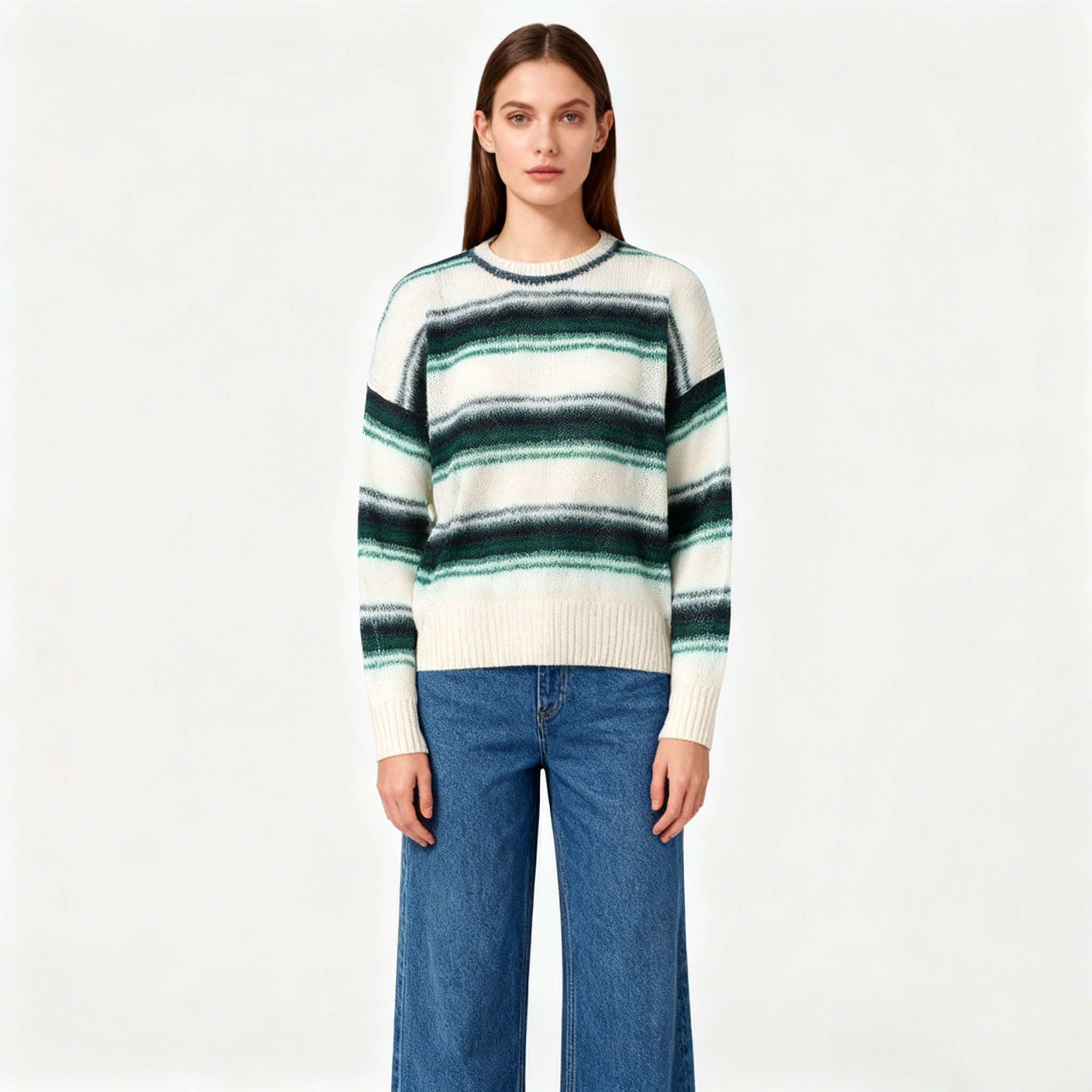 ETRECECILE撞色条纹马海毛针织衫